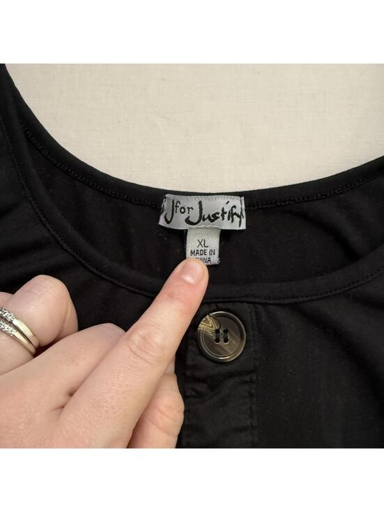 J for Justify Black Sleeveless Romper with Button Front XL - Picture 2 of 3